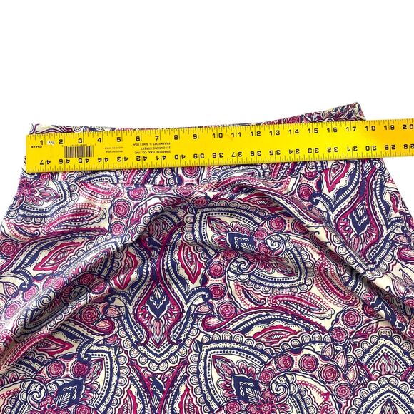 Talbots Midi Skirt Womens 12 Pink Paisley 100% Cotton Flowy Boho Career - Picture 7 of 9